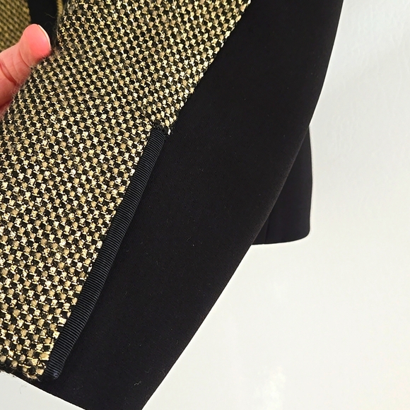 Ted Baker Womans Black & Gold Glitter Thread Fitted Jacket - Picture 3 of 9